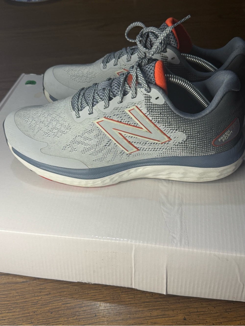 New Balance Men’s Light Gray and Orange Performance Sneakers